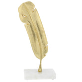 CosmoLiving by Cosmopolitan Aluminum Metal Bird Decorative Sculpture Feather Home Decor Statue, Accent Figurine 6" x 2" x 12", Gold image 0